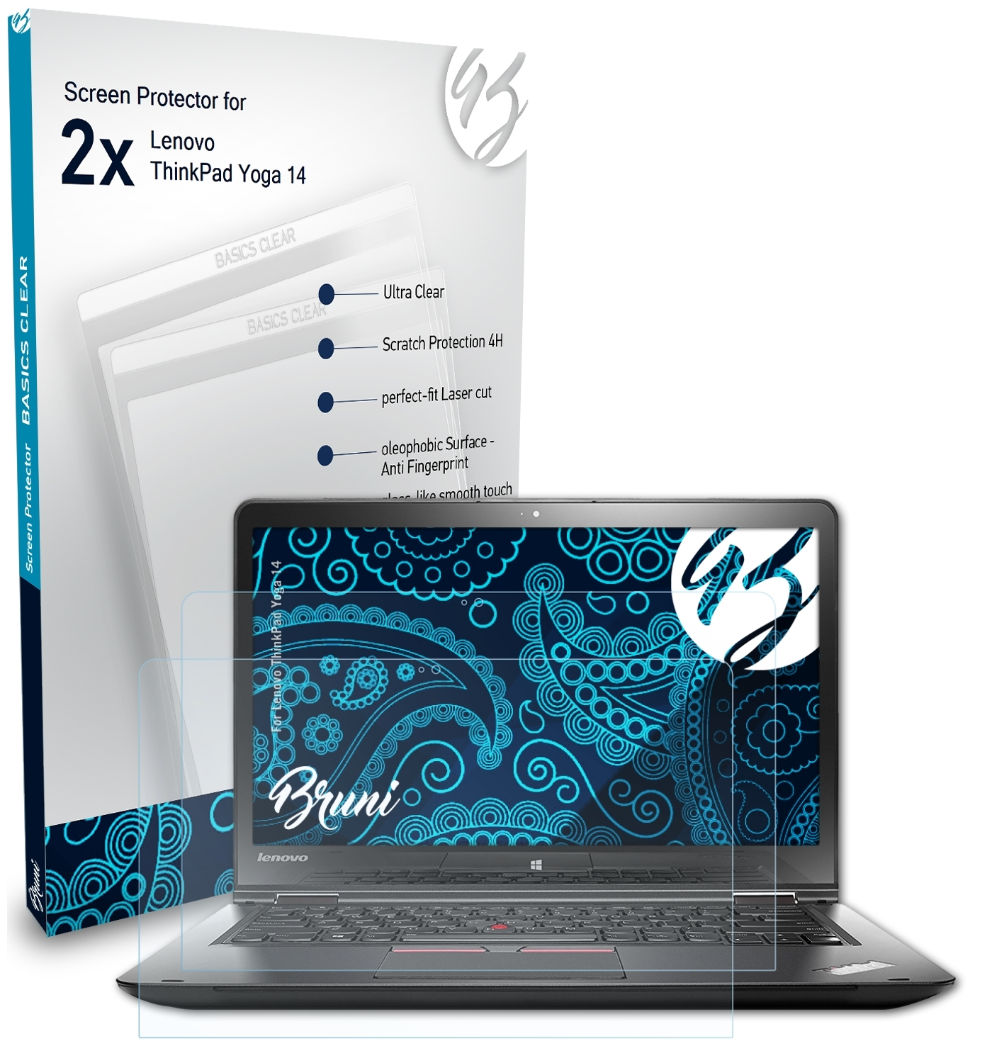 ThinkPad BRUNI 14) 2x Lenovo Yoga Basics-Clear Schutzfolie(für