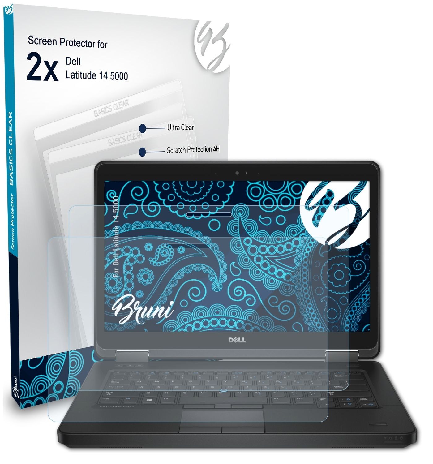 14 2x Basics-Clear Dell BRUNI Schutzfolie(für 5000) Latitude