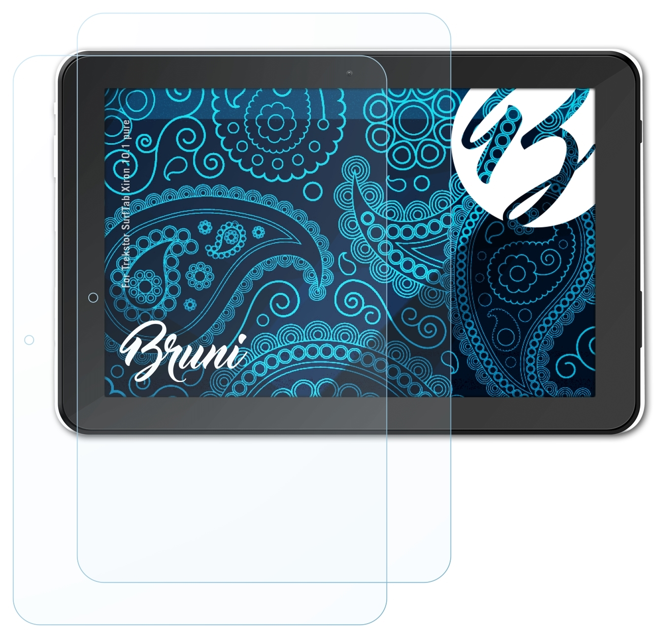 BRUNI 2x Basics-Clear Xiron 10.1 pure) Schutzfolie(für SurfTab Trekstor