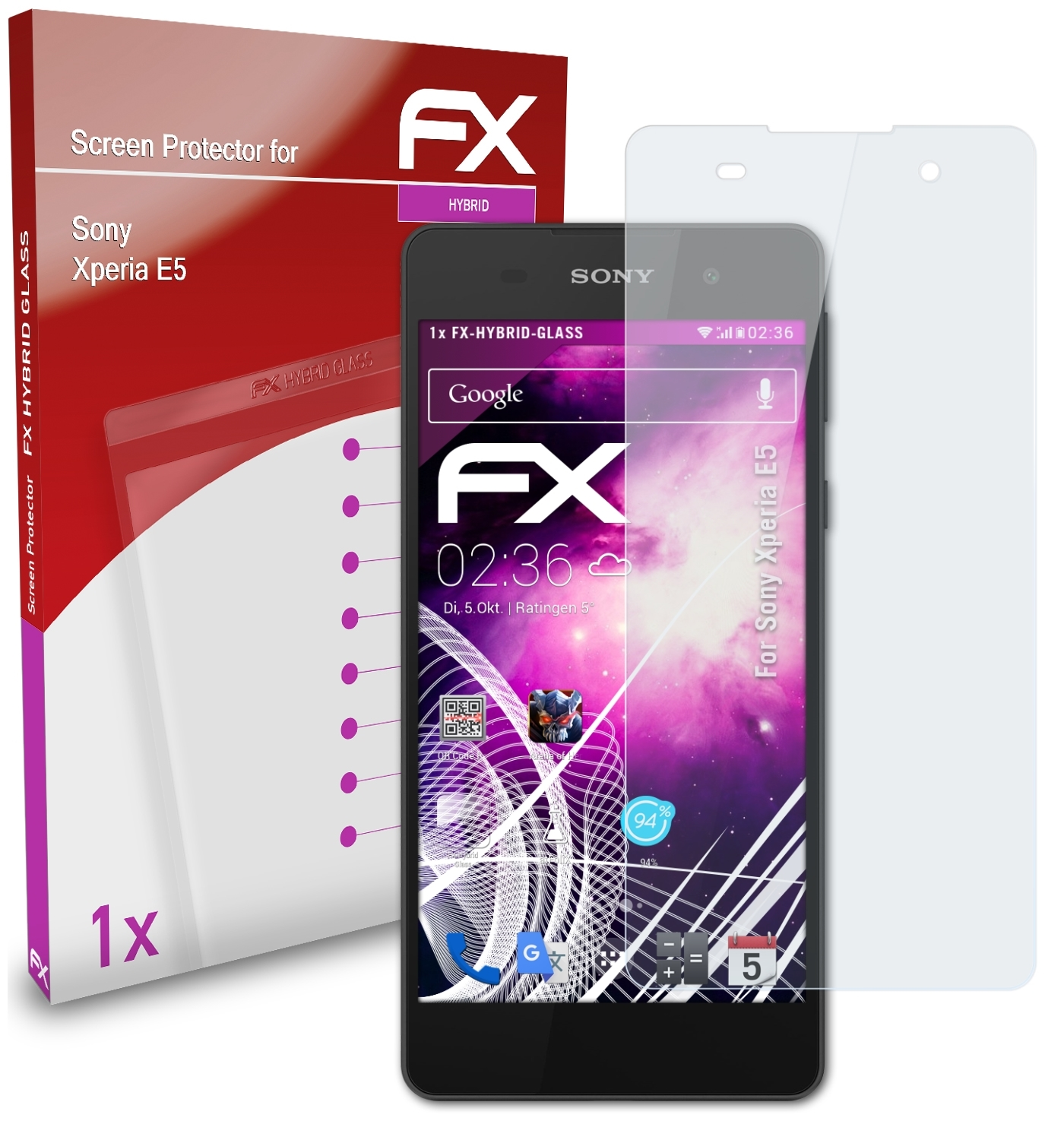 Xperia E5) Schutzglas(für ATFOLIX Sony FX-Hybrid-Glass