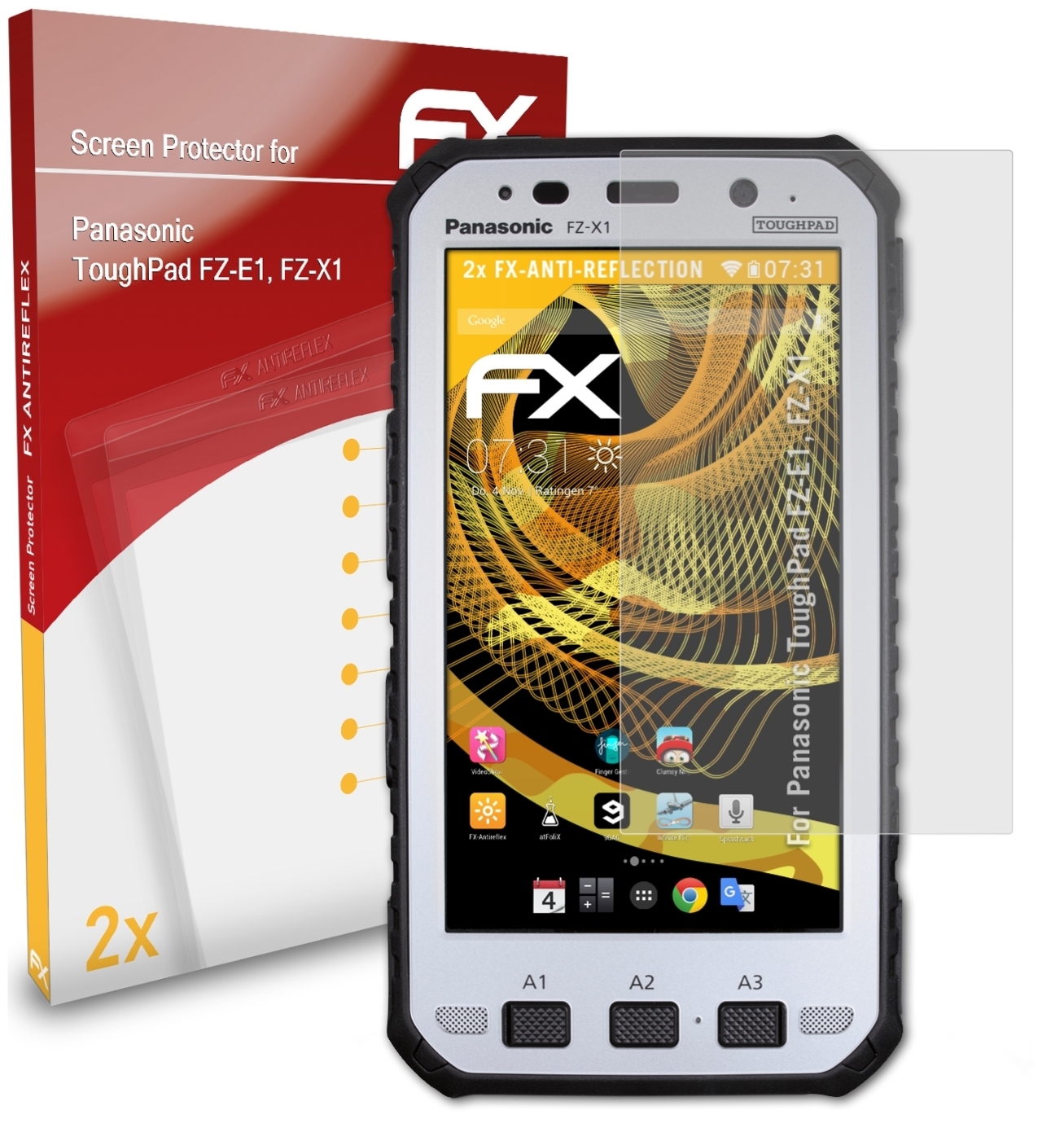 Displayschutz(für 2x ATFOLIX FX-Antireflex ToughPad FZ-X1) Panasonic FZ-E1,