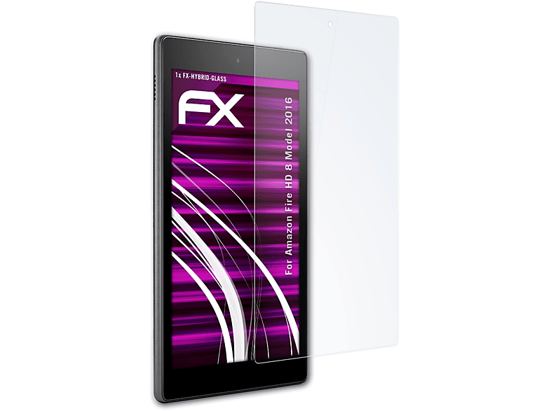 Amazon Fire ATFOLIX FX-Hybrid-Glass HD 8 2016)) (Model Schutzglas(für