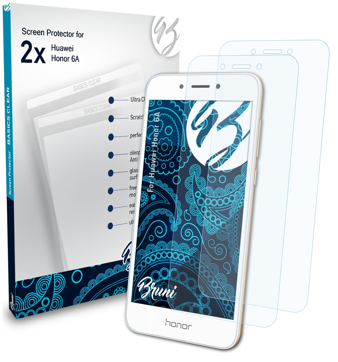 BRUNI Honor Basics-Clear 2x Huawei 6A) Schutzfolie(für