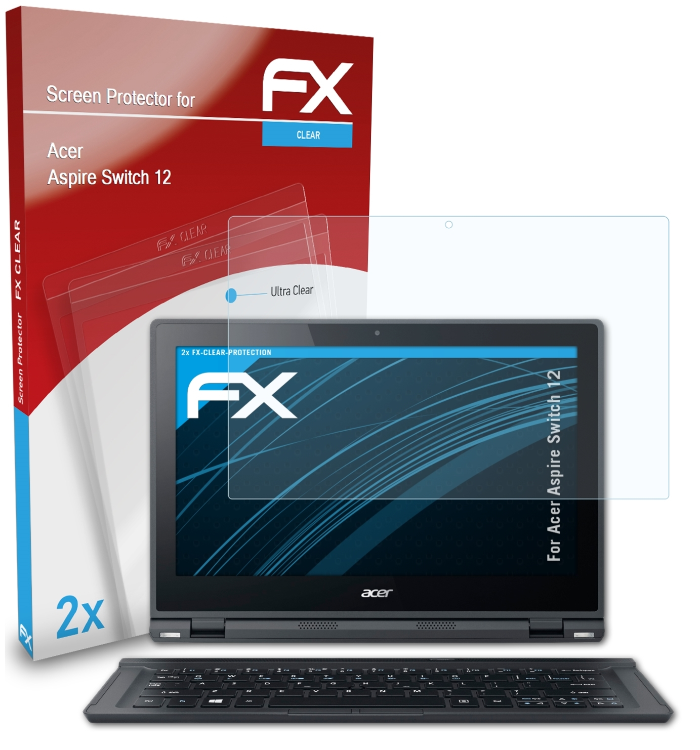 ATFOLIX 2x FX-Clear Displayschutz(für Acer Switch 12) Aspire