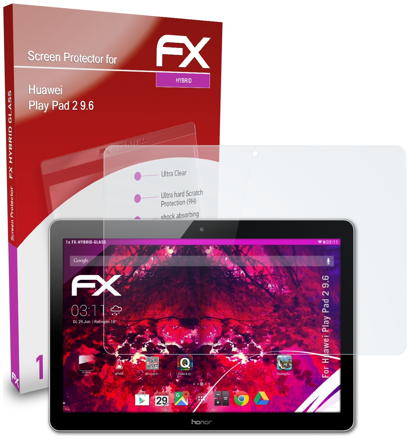 ATFOLIX FX-Hybrid-Glass Schutzglas(für Huawei 2 Pad Play 9.6)