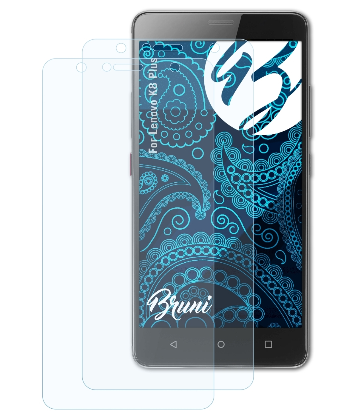 BRUNI 2x Basics-Clear Schutzfolie(für Lenovo K8 Plus)
