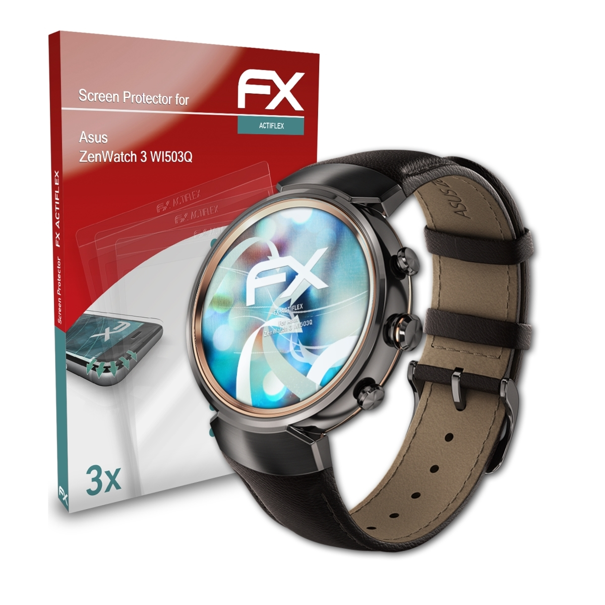 ATFOLIX 3x FX-ActiFleX Displayschutz(für 3 Asus ZenWatch (WI503Q))