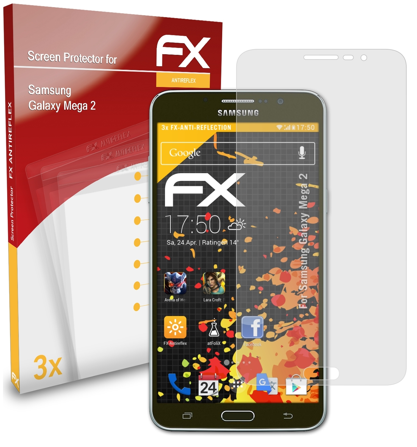 ATFOLIX Galaxy 3x Mega Samsung 2) FX-Antireflex Displayschutz(für