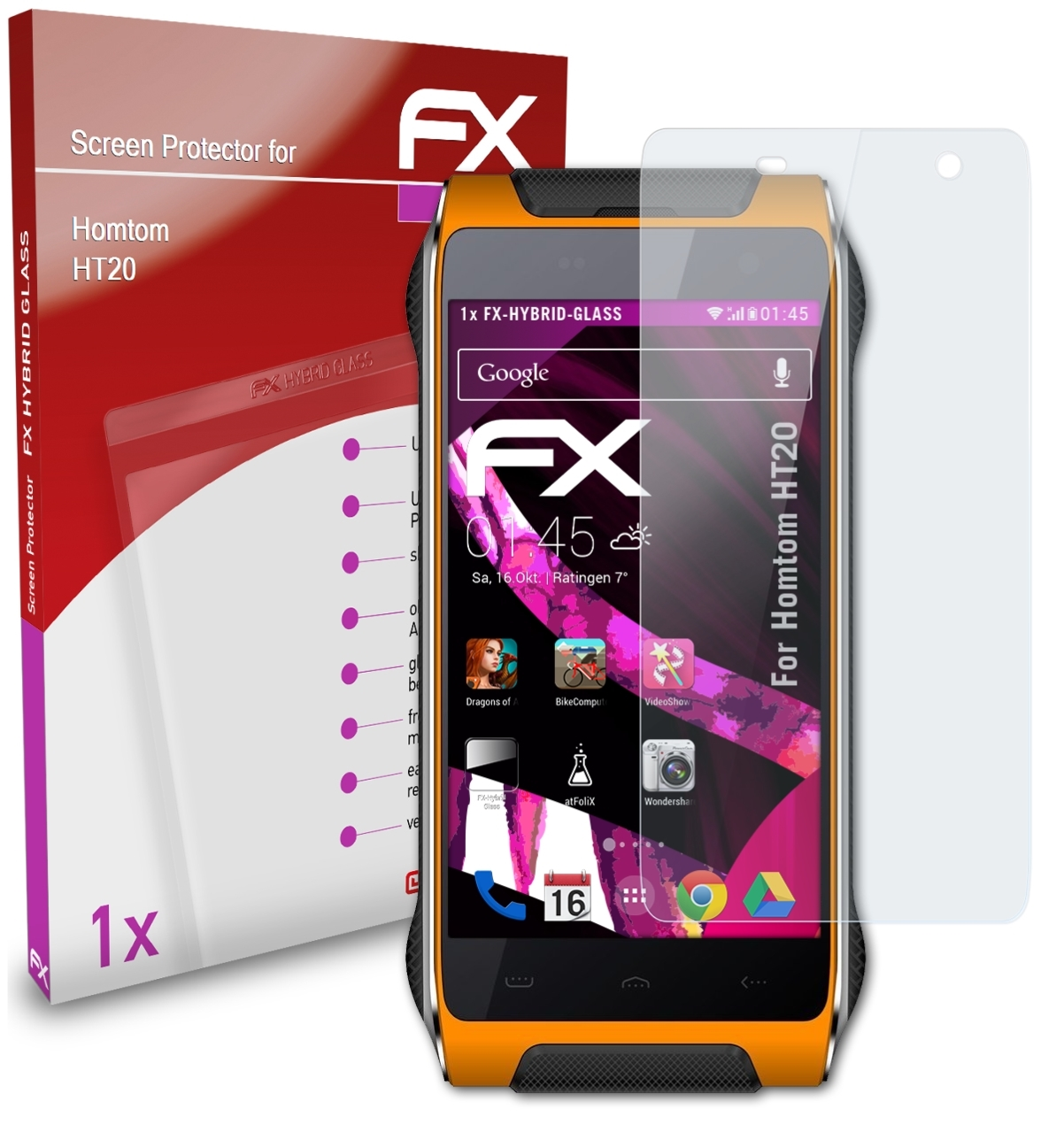 ATFOLIX HT20) Schutzglas(für FX-Hybrid-Glass Homtom