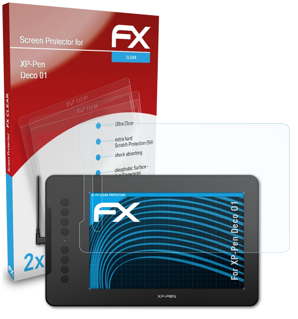 Displayschutz(für ATFOLIX Deco FX-Clear 01) XP-PEN 2x