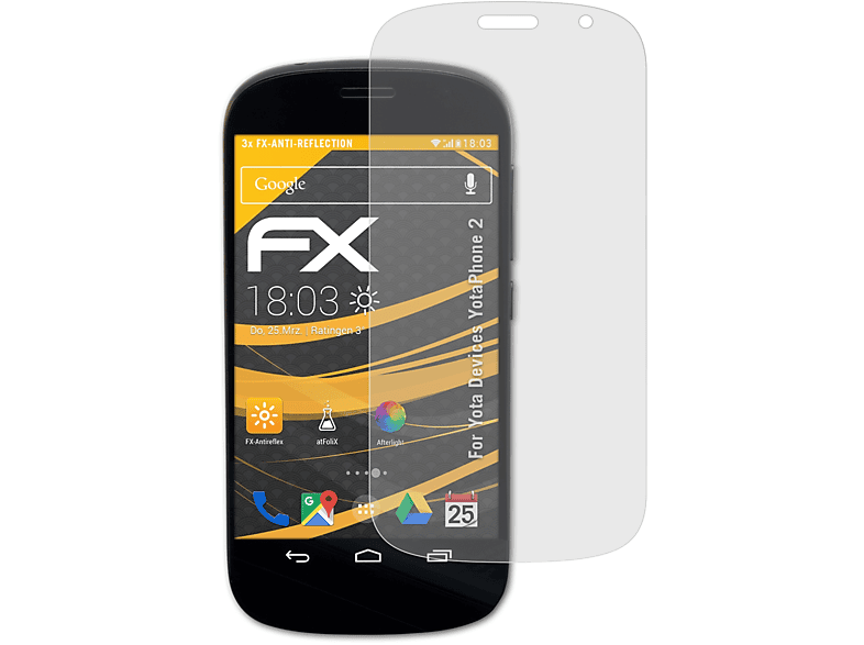 ATFOLIX 3x Devices Displayschutz(für FX-Antireflex Yota YotaPhone 2)