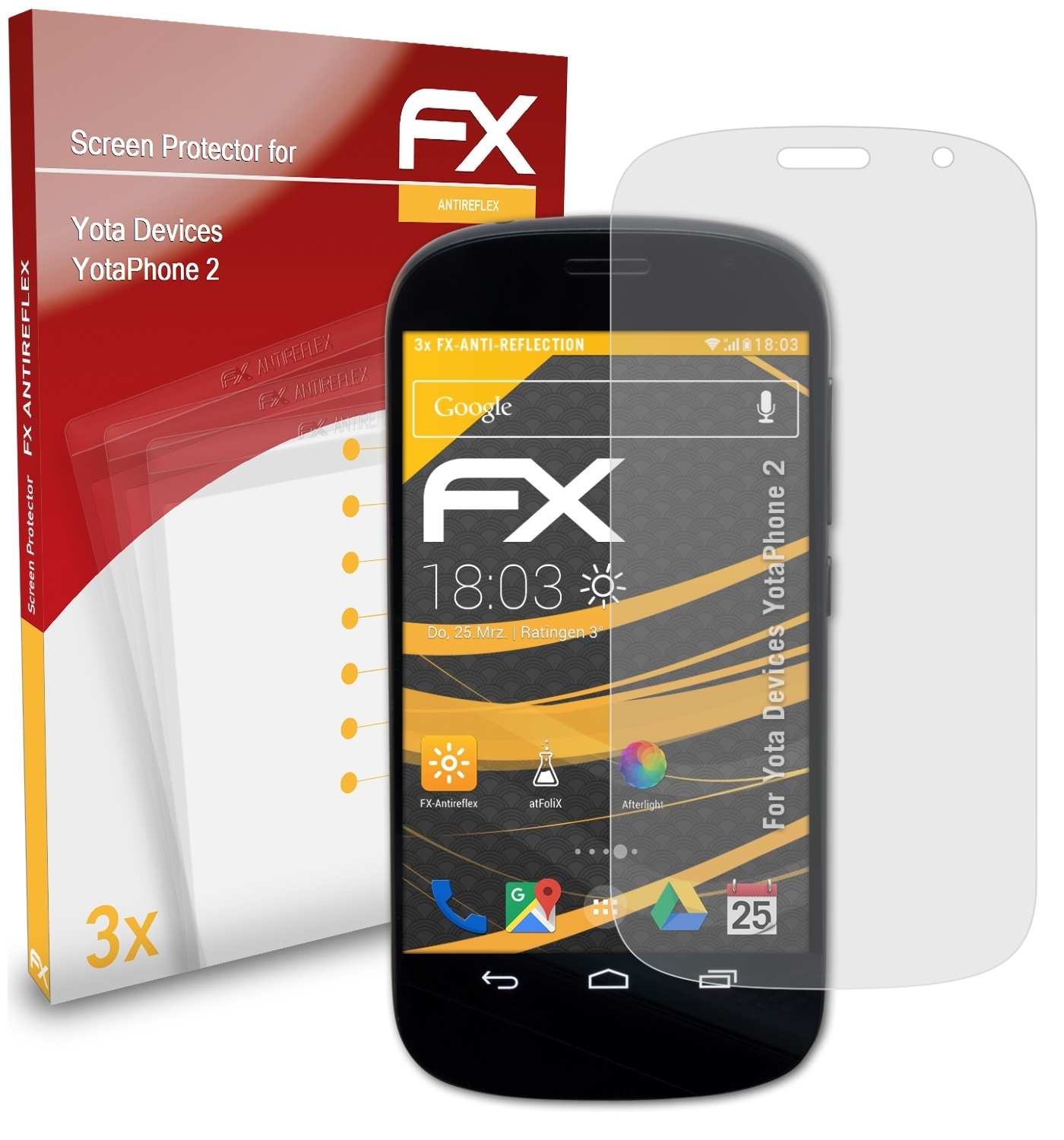 3x ATFOLIX 2) Displayschutz(für YotaPhone Yota FX-Antireflex Devices