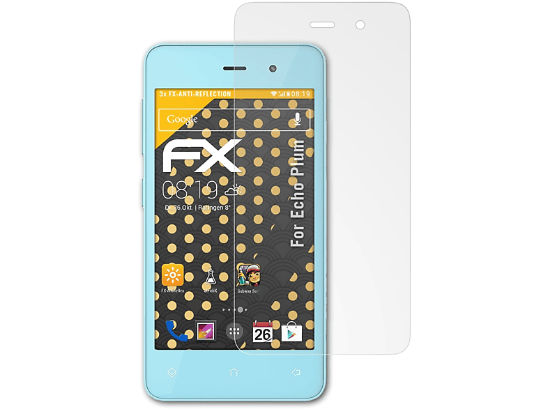 ATFOLIX Plum) Displayschutz(für 3x Echo FX-Antireflex