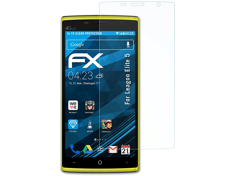 Leagoo ATFOLIX FX-Clear Displayschutz(für Elite 5) 3x