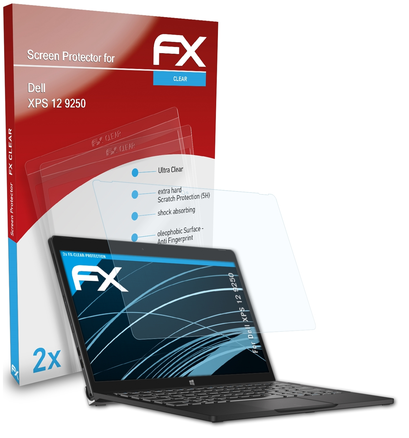 12 XPS (9250)) FX-Clear Dell ATFOLIX Displayschutz(für 2x