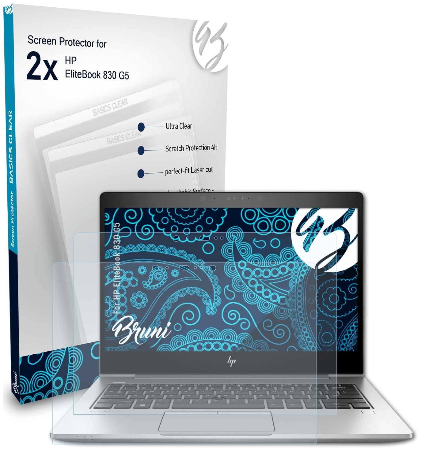 BRUNI 2x G5) Basics-Clear HP 830 Schutzfolie(für EliteBook