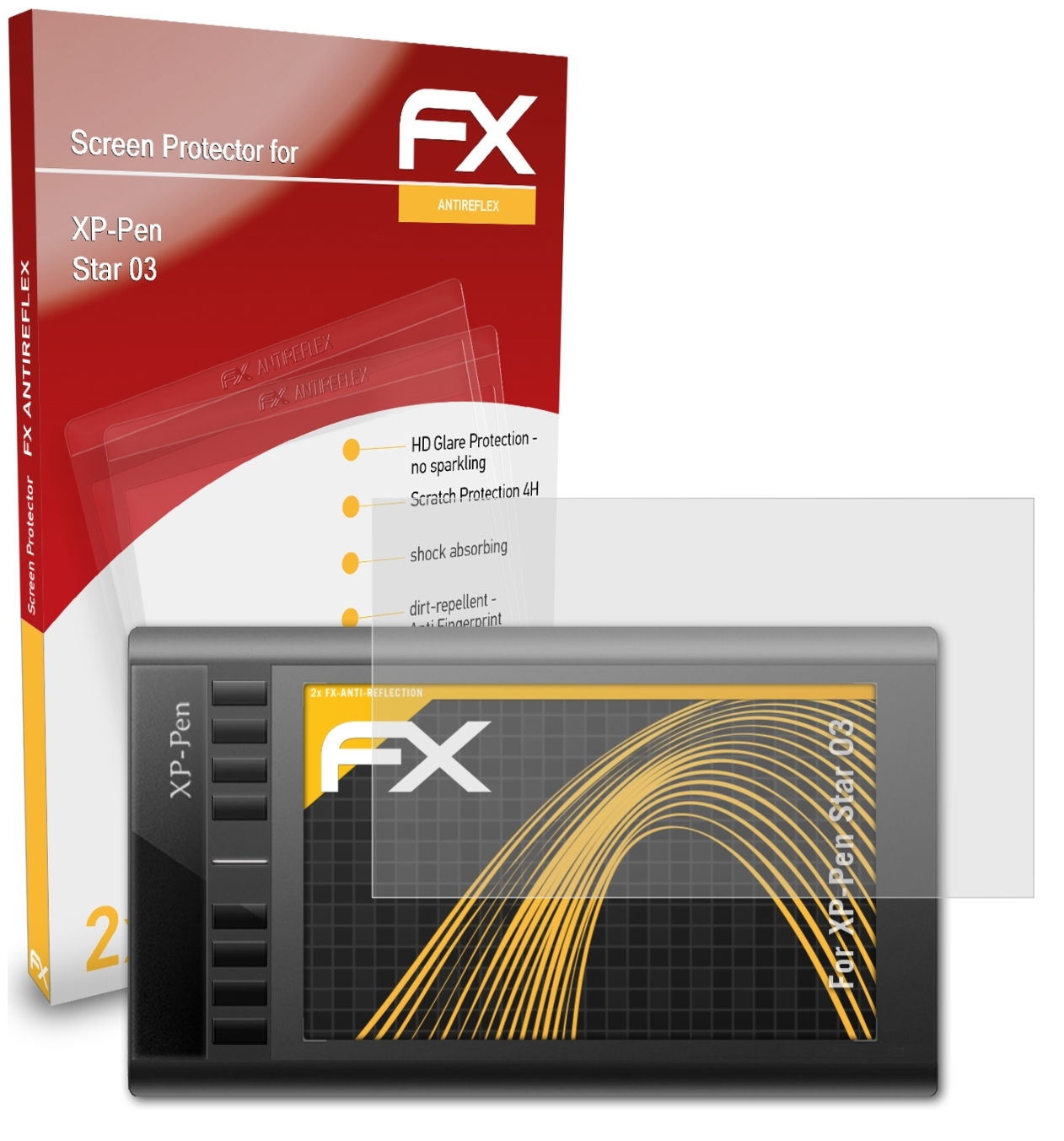 XP-PEN 03) ATFOLIX 2x FX-Antireflex Displayschutz(für Star
