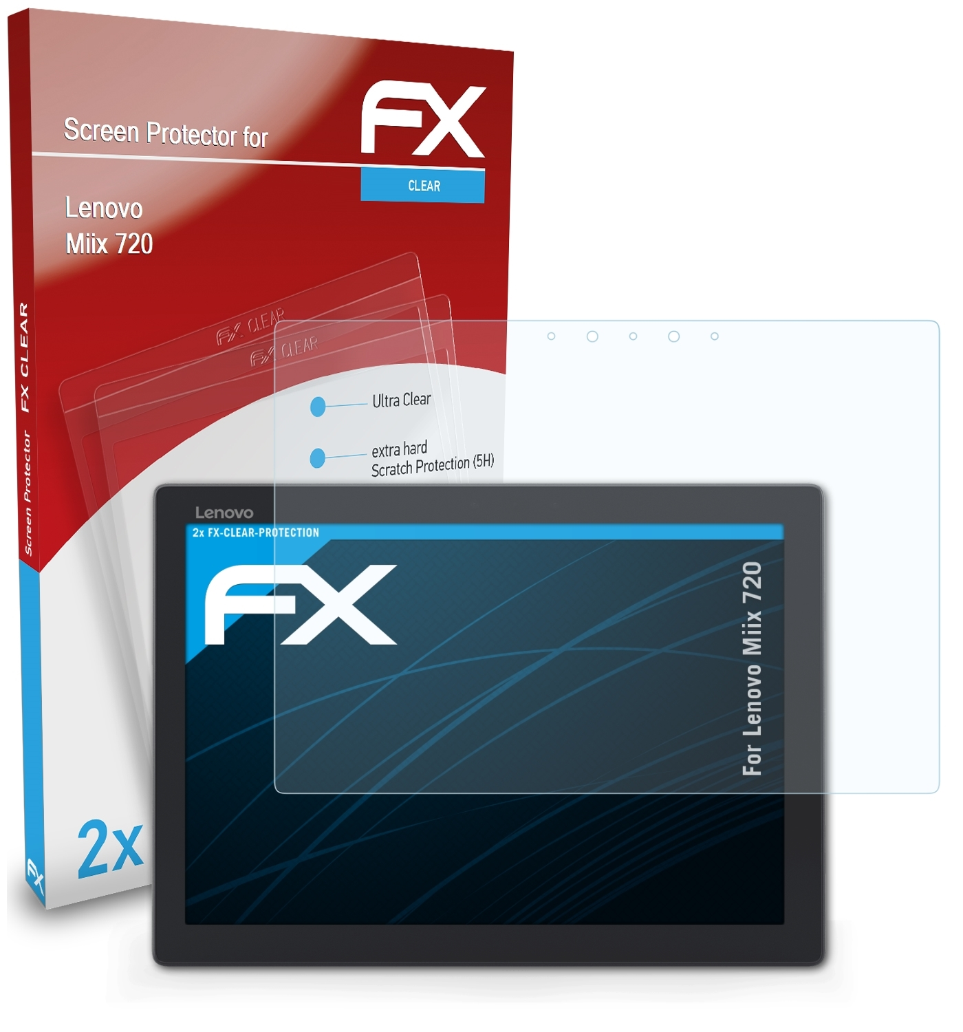 ATFOLIX 2x 720) Lenovo FX-Clear Miix Displayschutz(für