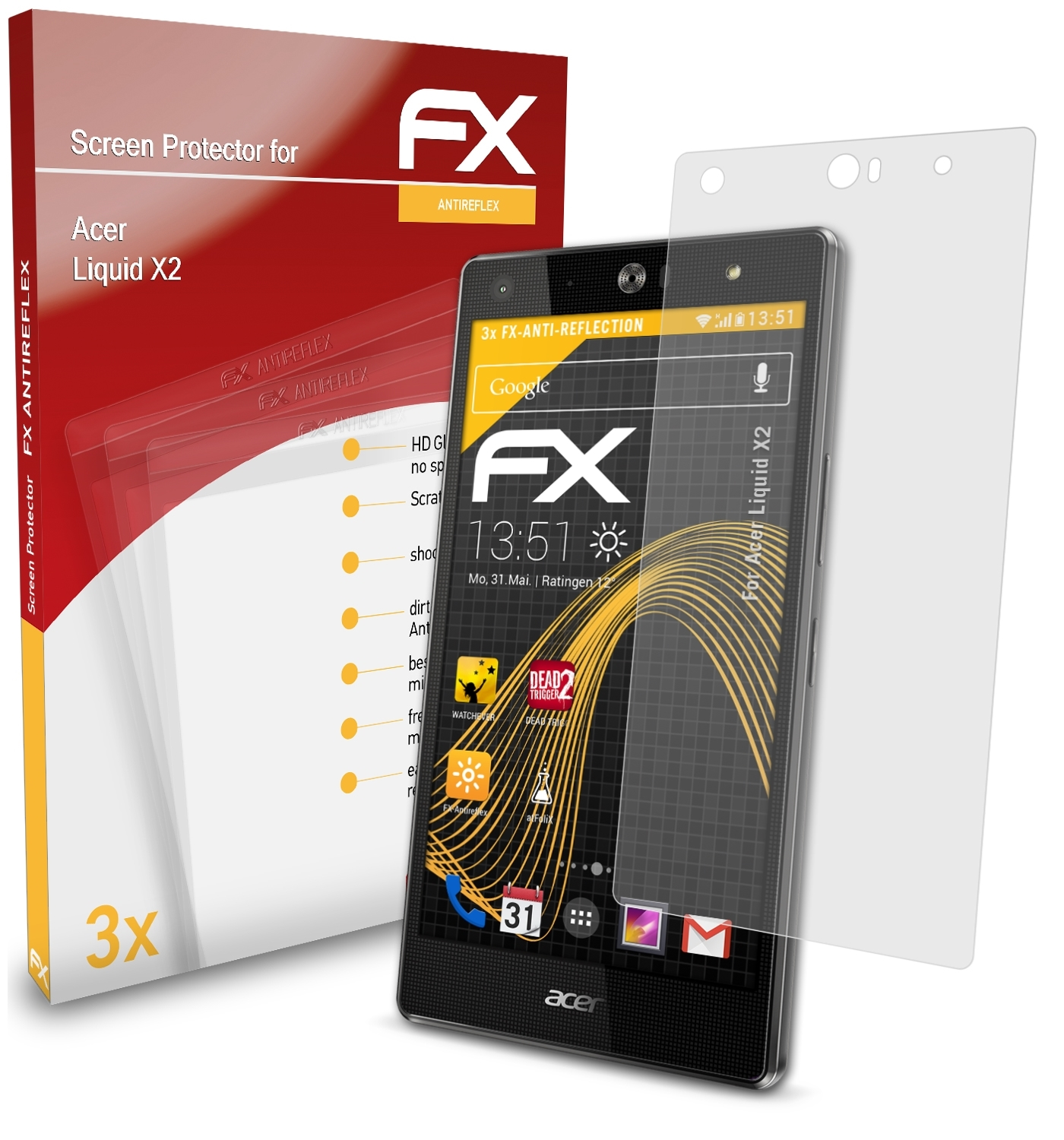 FX-Antireflex Displayschutz(für 3x ATFOLIX Liquid Acer X2)