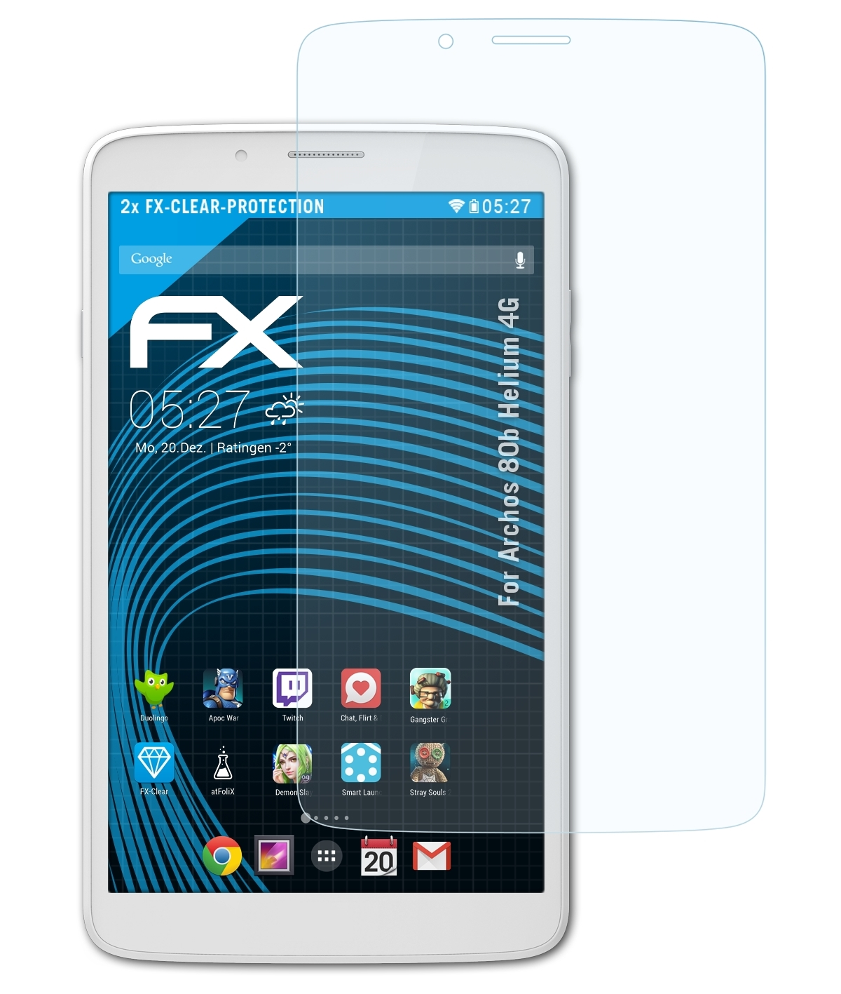 Displayschutz(für FX-Clear Helium Archos 4G) 80b ATFOLIX 2x