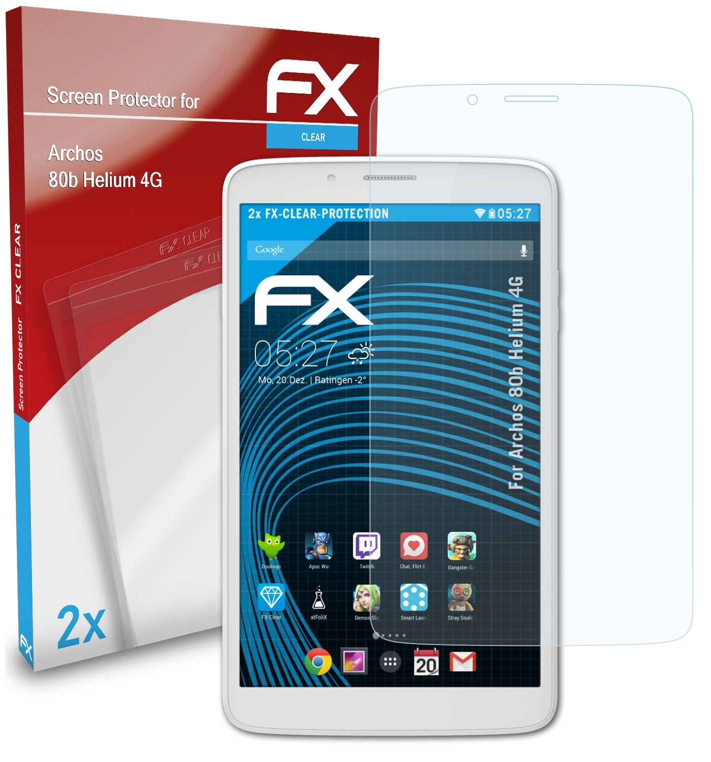 ATFOLIX 2x FX-Clear Displayschutz(für Helium 4G) 80b Archos