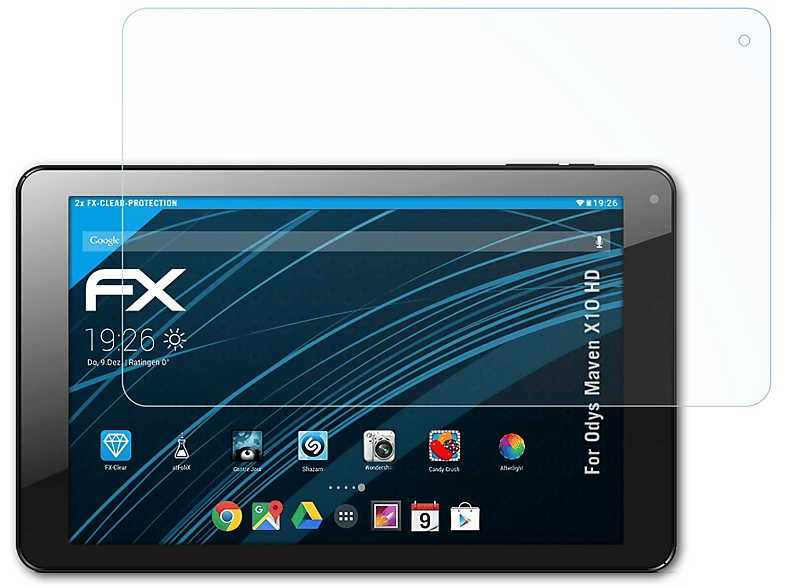 ATFOLIX 2x FX-Clear Displayschutz(für Odys Maven X10 HD)