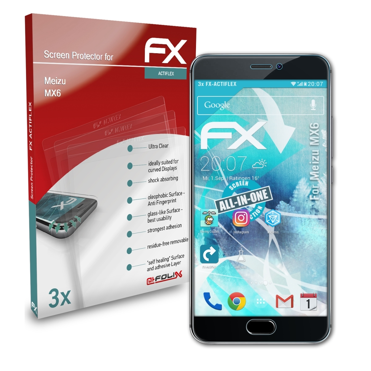 ATFOLIX 3x FX-ActiFleX Displayschutz(für Meizu MX6)