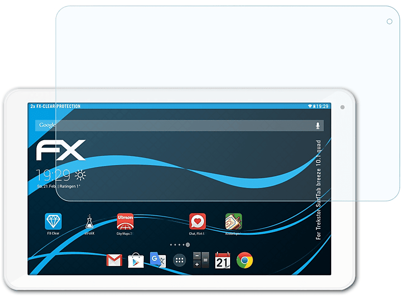 2x quad) ATFOLIX SurfTab Trekstor FX-Clear 10.1 breeze Displayschutz(für