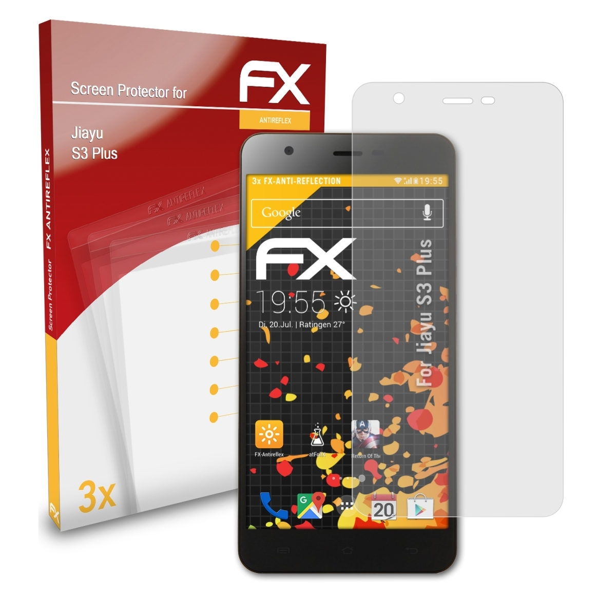 ATFOLIX 3x FX-Antireflex Displayschutz(für Jiayu S3 Plus)