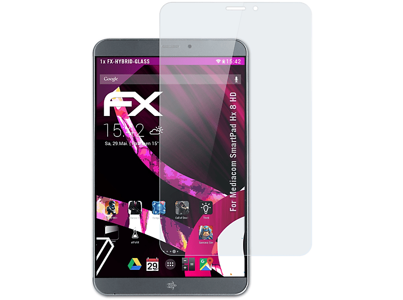 ATFOLIX FX-Hybrid-Glass Schutzglas(für Mediacom SmartPad Hx 8 HD)