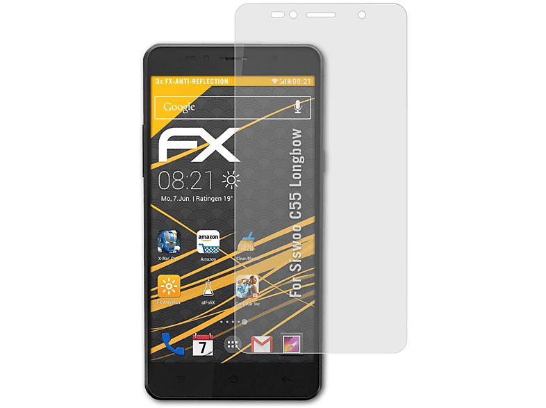 ATFOLIX 3x FX-Antireflex Displayschutz(für Siswoo C55 Longbow)