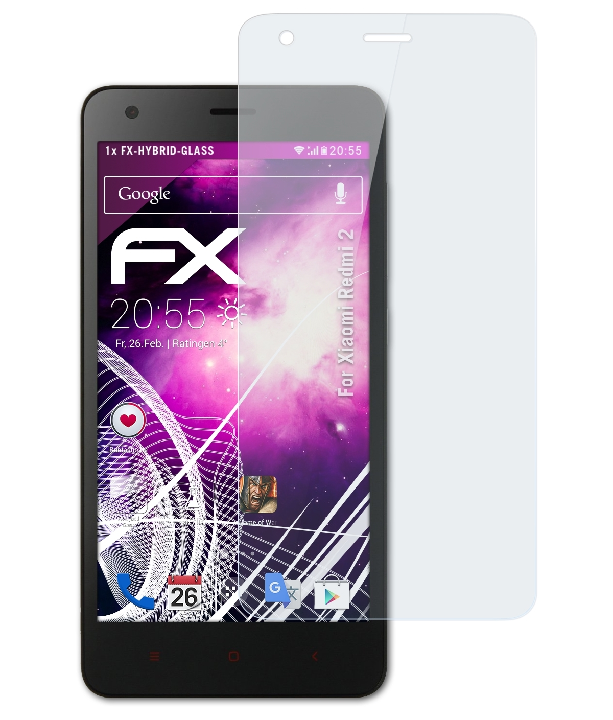 ATFOLIX FX-Hybrid-Glass Schutzglas(für Xiaomi Redmi 2)