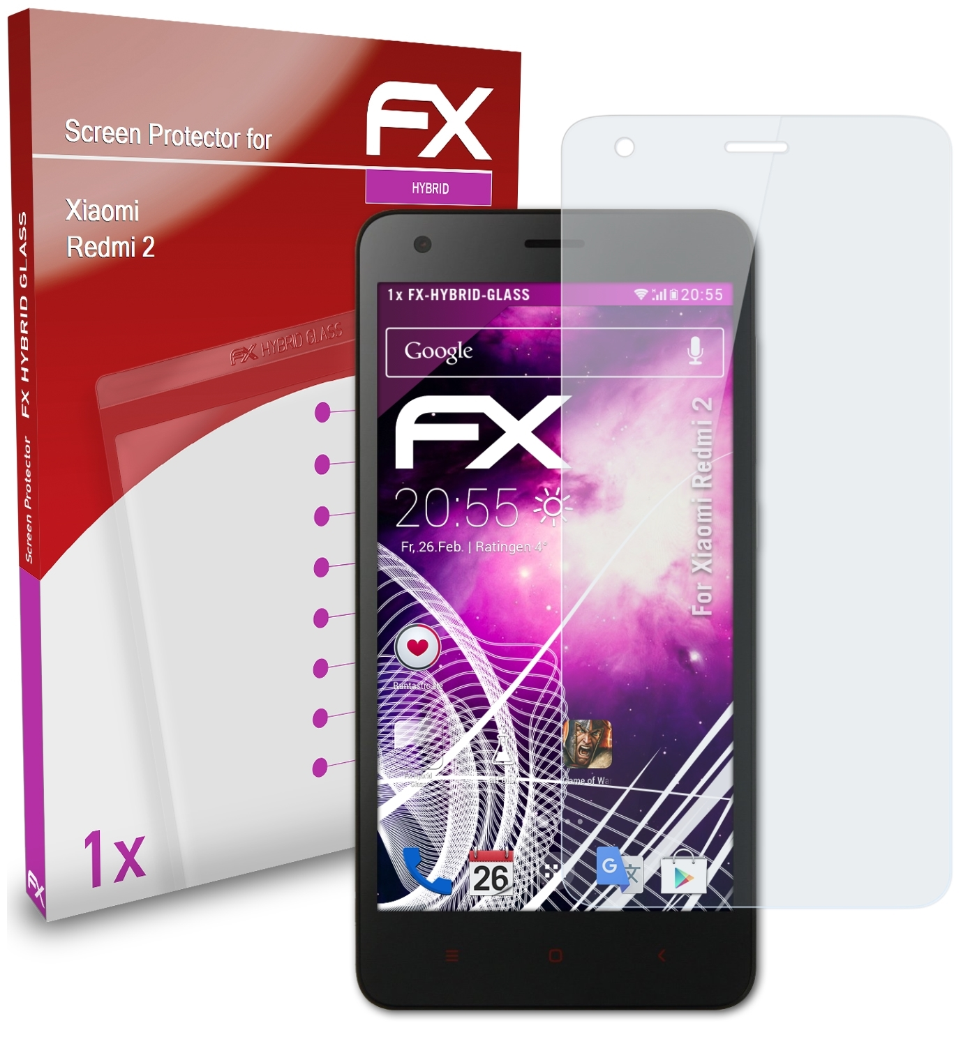 ATFOLIX FX-Hybrid-Glass Schutzglas(für Xiaomi 2) Redmi