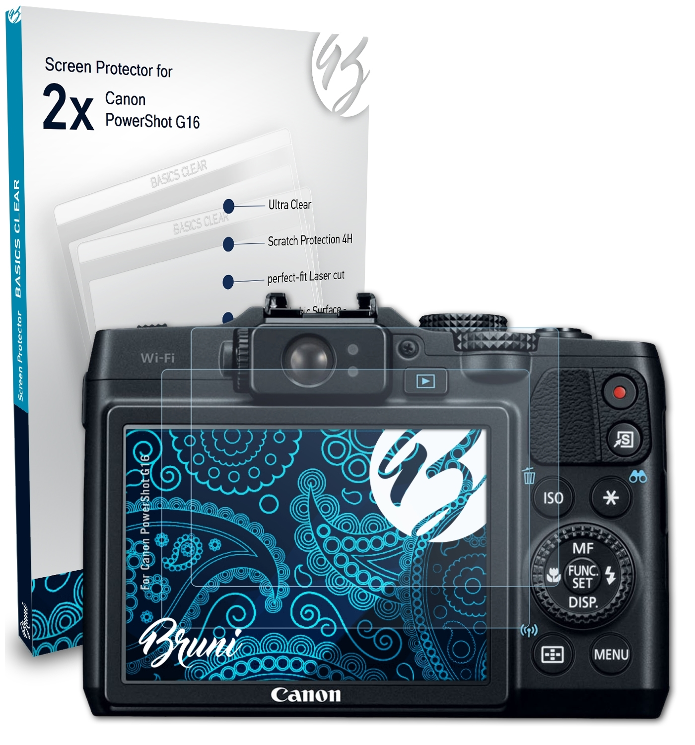 Canon G16) Schutzfolie(für 2x PowerShot Basics-Clear BRUNI