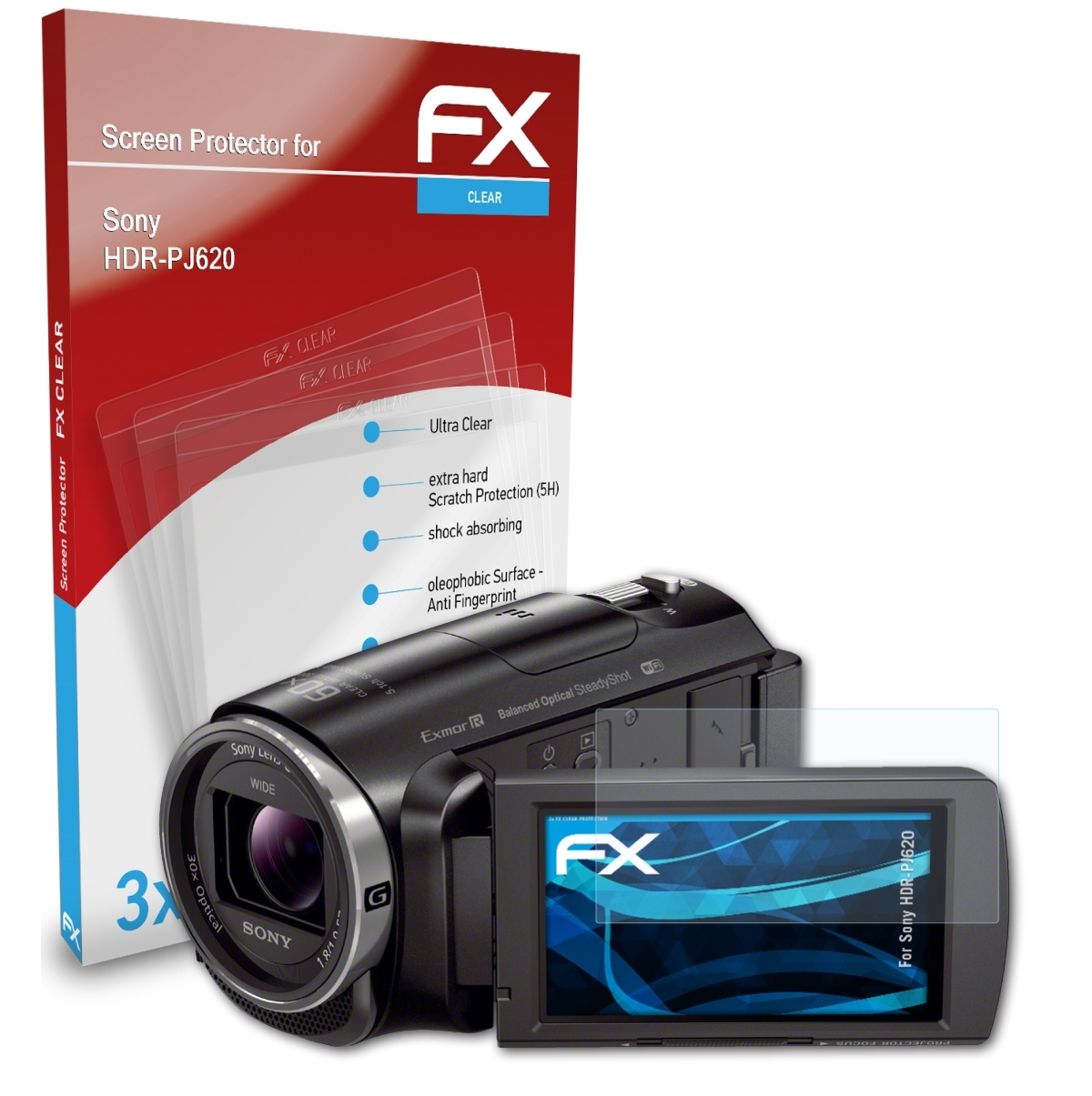 ATFOLIX Displayschutz(für 3x FX-Clear HDR-PJ620) Sony
