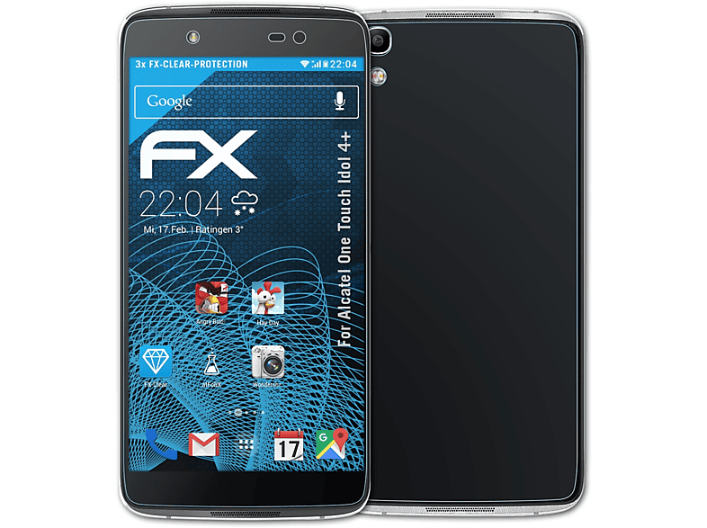 ATFOLIX 3x FX-Clear Displayschutz(für Alcatel One Touch Idol 4+)