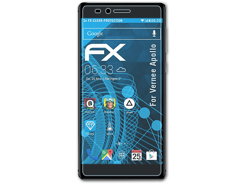 ATFOLIX 3x FX-Clear Displayschutz(für Vernee Apollo)