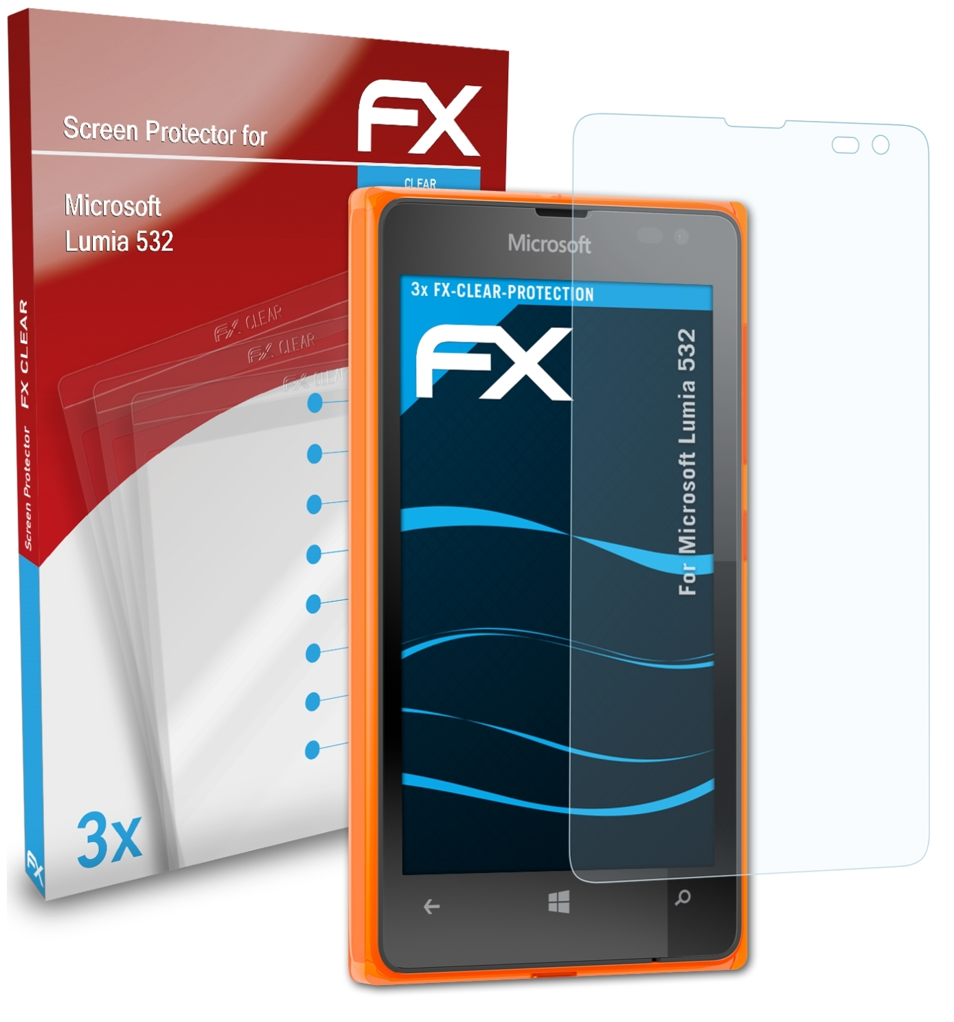 3x ATFOLIX 532) Lumia Microsoft FX-Clear Displayschutz(für