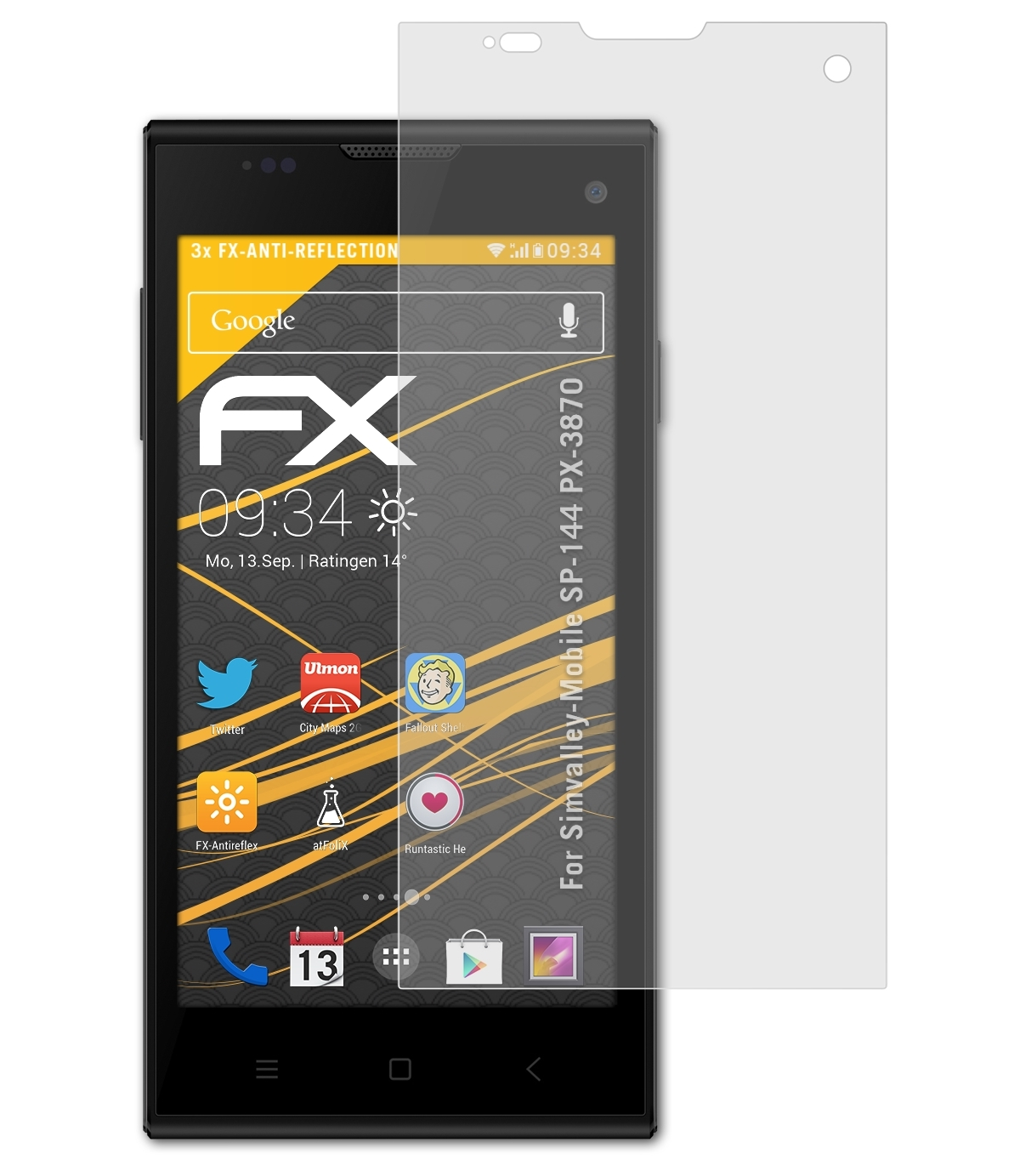 ATFOLIX 3x Simvalley-Mobile Displayschutz(für SP-144 FX-Antireflex (PX-3870))