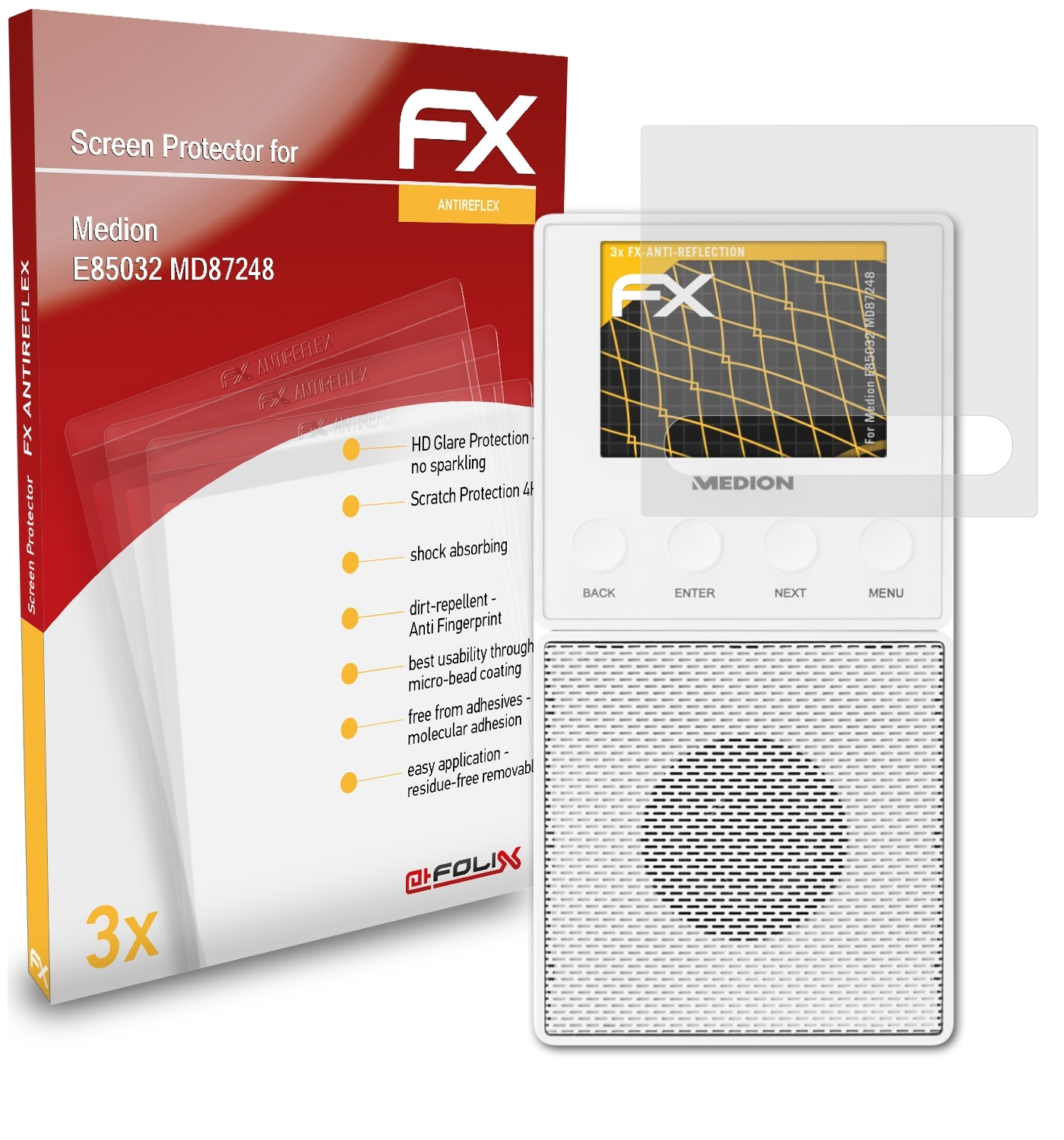 FX-Antireflex (MD87248)) Displayschutz(für E85032 Medion 3x ATFOLIX