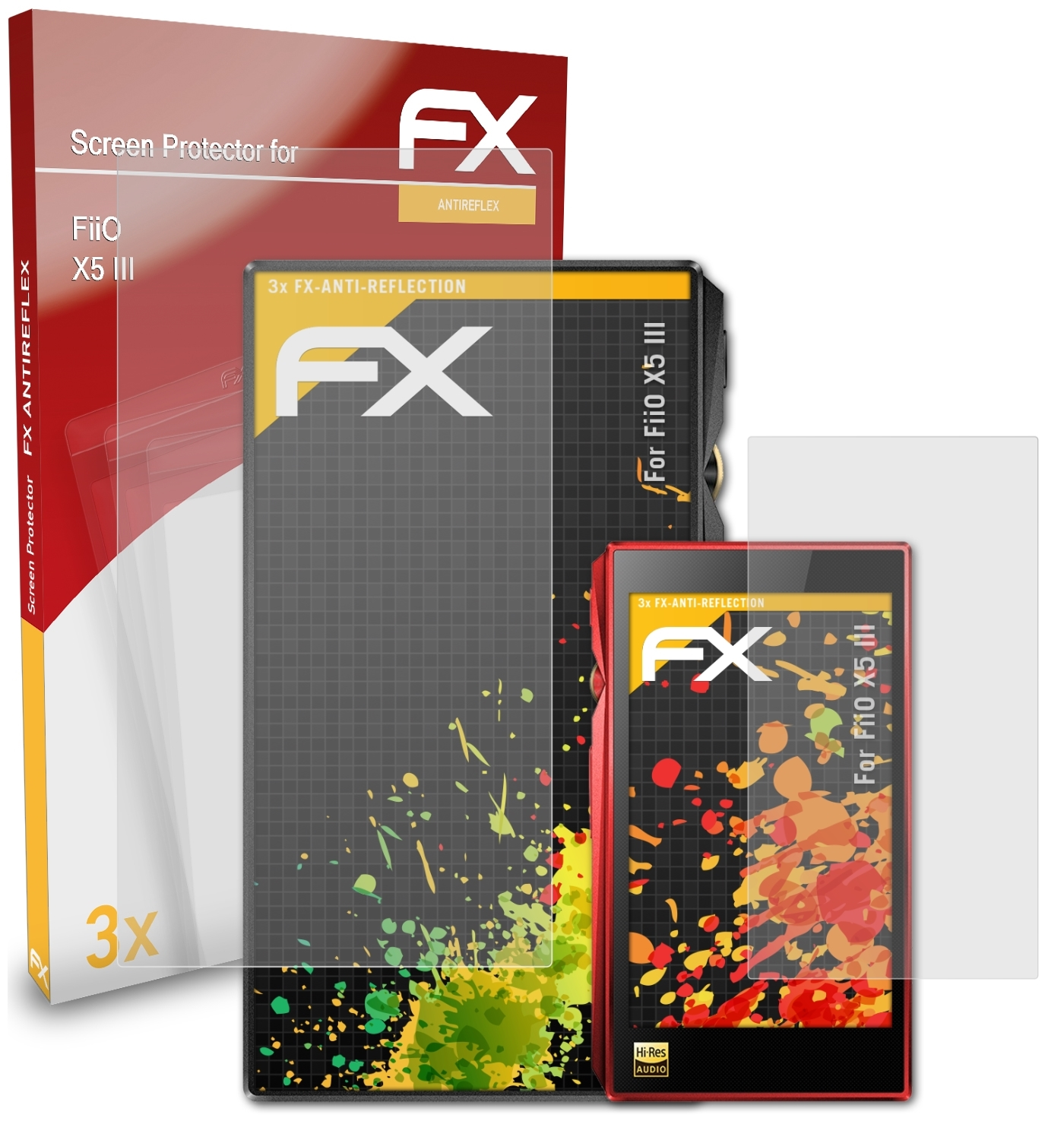 3x FiiO III) X5 Displayschutz(für ATFOLIX FX-Antireflex