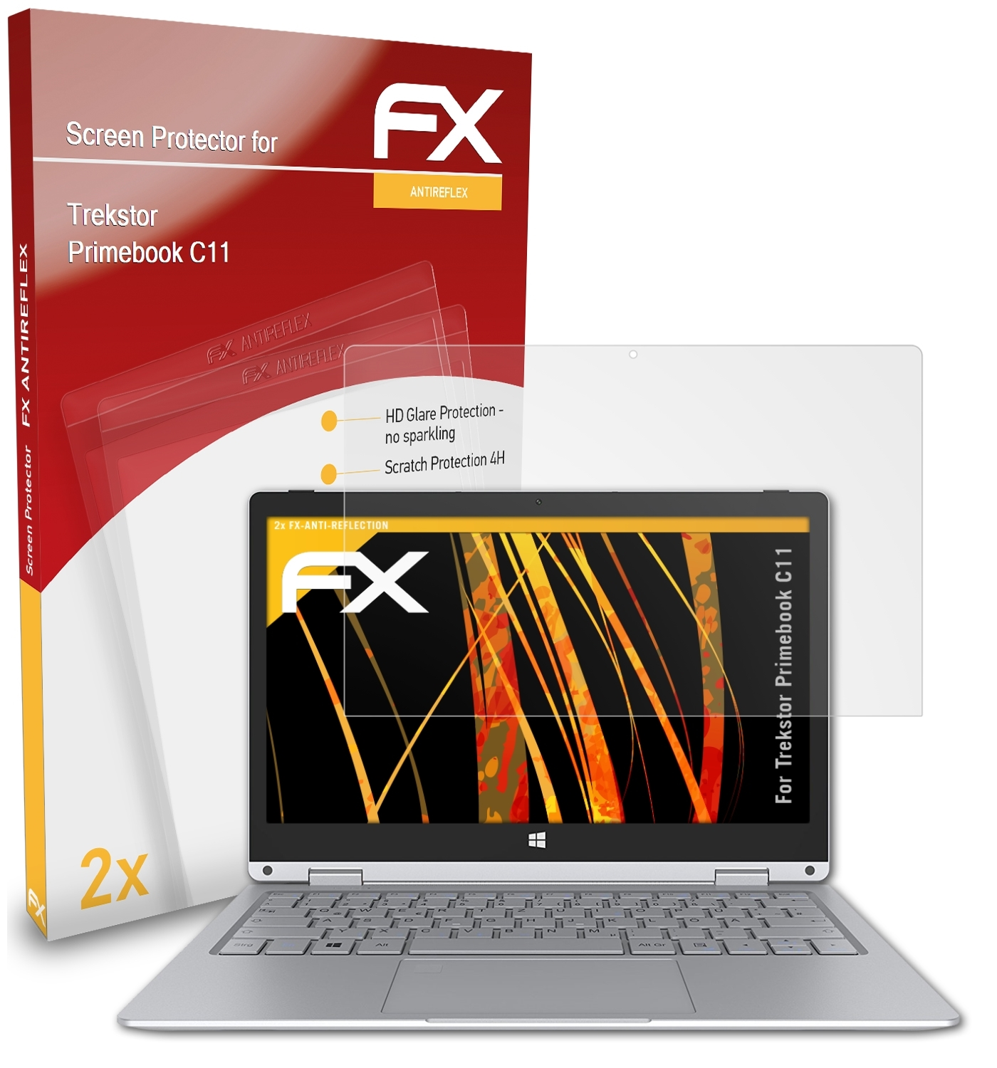 2x Trekstor C11) ATFOLIX FX-Antireflex Primebook Displayschutz(für