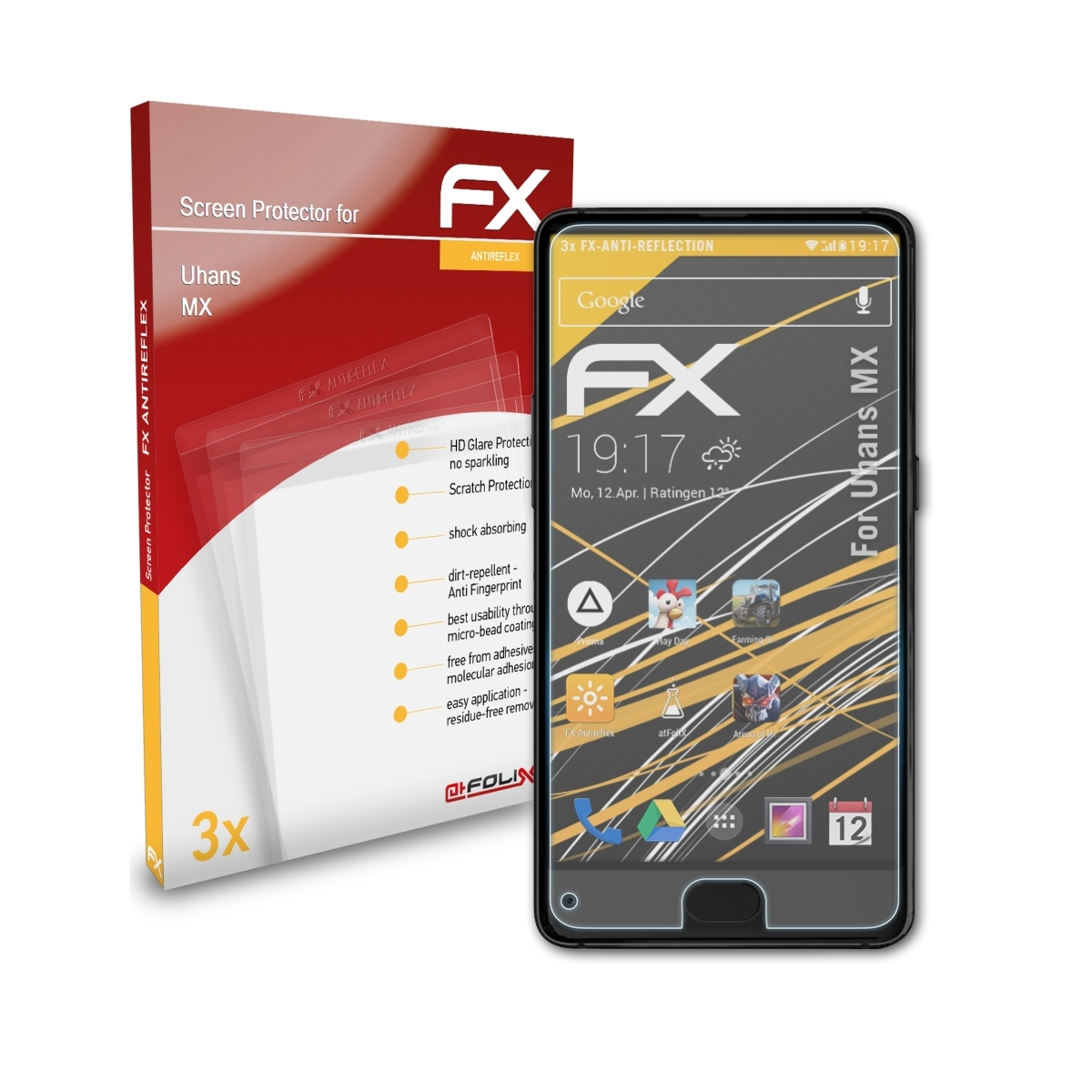 ATFOLIX 3x Displayschutz(für Uhans FX-Antireflex MX)
