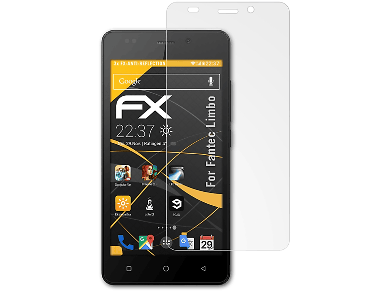 ATFOLIX 3x FX-Antireflex Displayschutz(für Limbo) Fantec