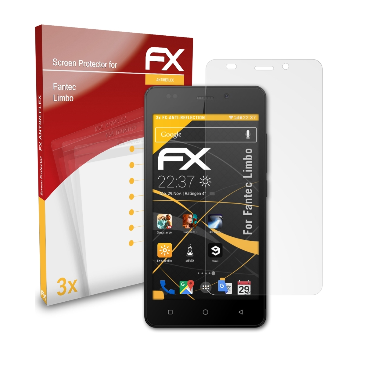 ATFOLIX 3x FX-Antireflex Limbo) Fantec Displayschutz(für