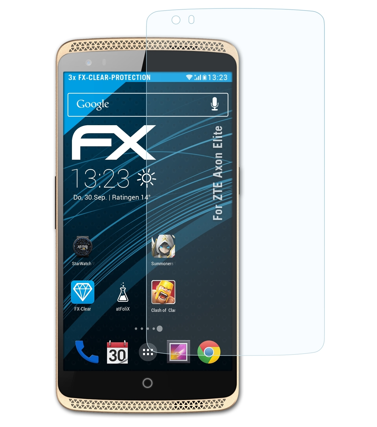 ATFOLIX 3x Elite) Axon ZTE Displayschutz(für FX-Clear