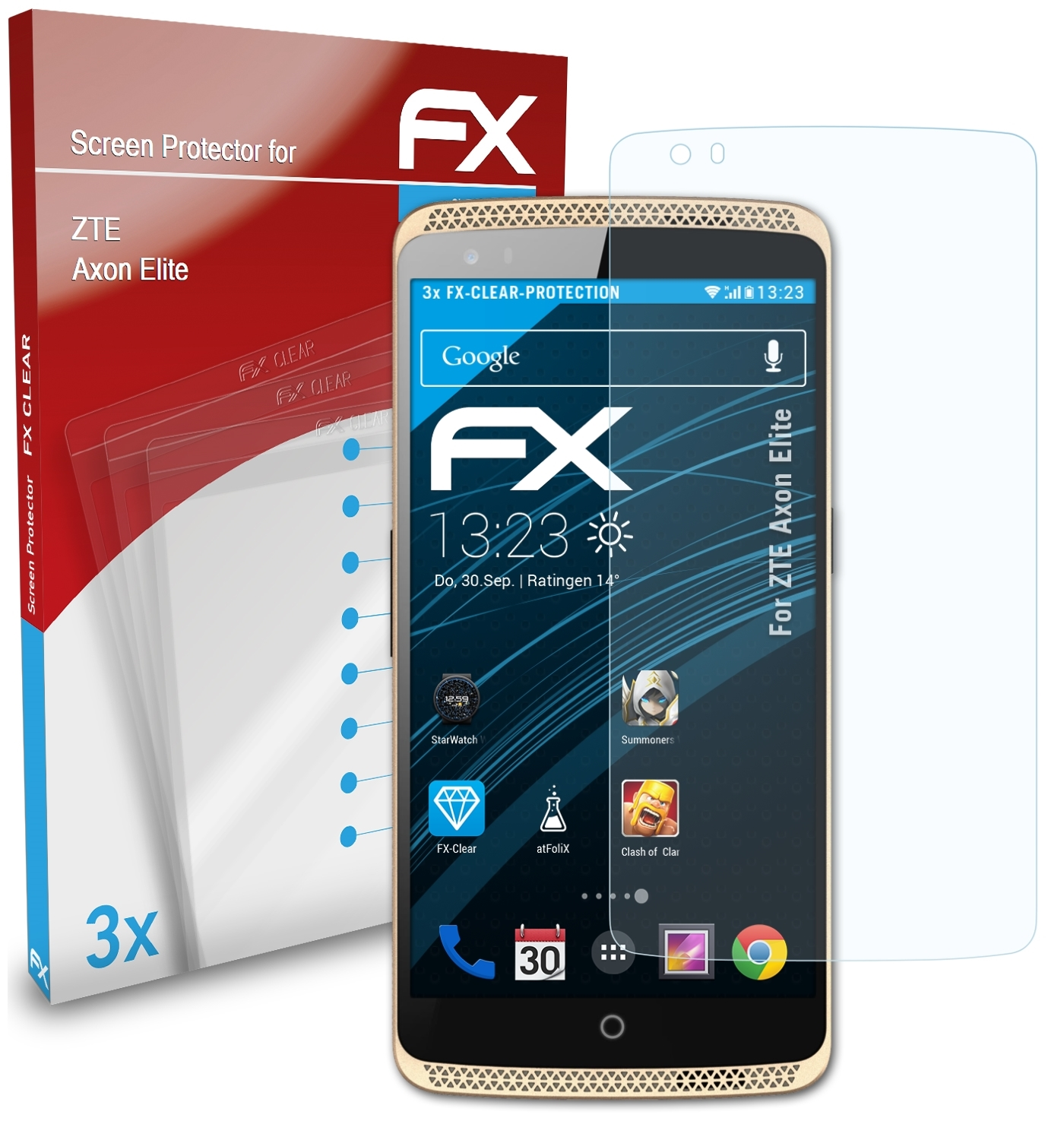 ATFOLIX 3x Displayschutz(für Axon FX-Clear ZTE Elite)