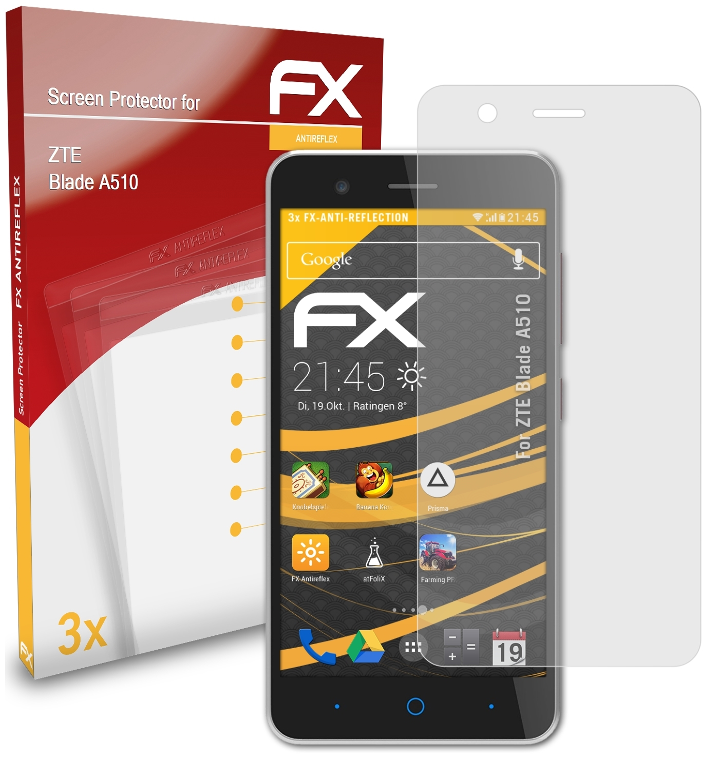FX-Antireflex A510) Displayschutz(für 3x Blade ZTE ATFOLIX