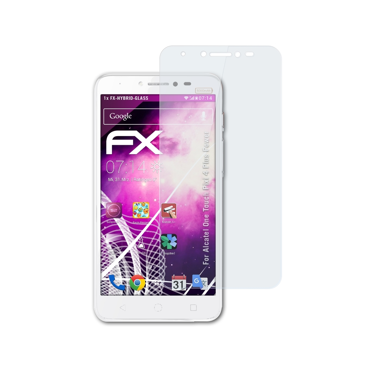 ATFOLIX FX-Hybrid-Glass Schutzglas(für Alcatel One Touch Pixi Plus 4 Power)