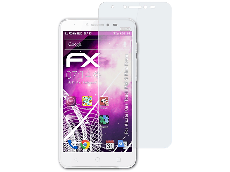 ATFOLIX FX-Hybrid-Glass Schutzglas(für Alcatel One Touch Pixi 4 Plus Power)